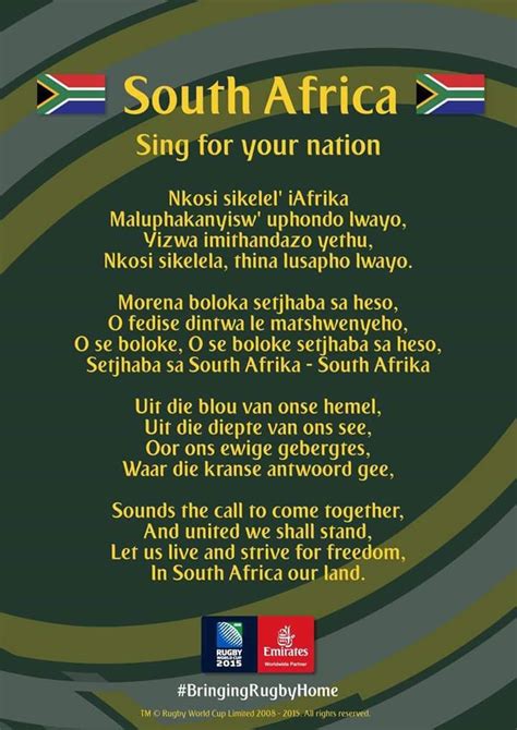 south african flag and national anthem